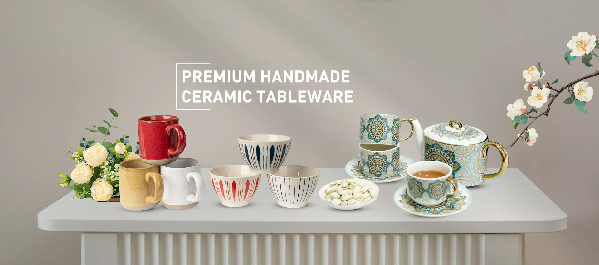 Premium handgemaakt keramisch servies