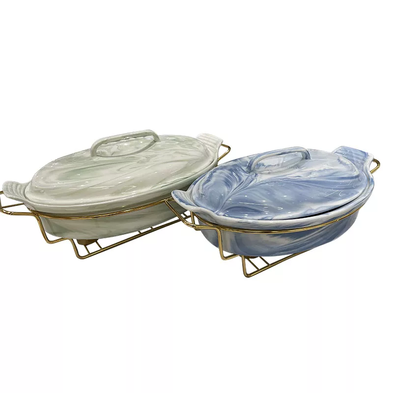 Elegant marmerend keramisch bord