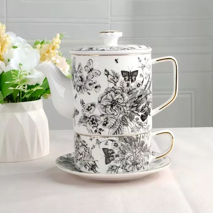 Enchanted Porselein Cup Set met theepot