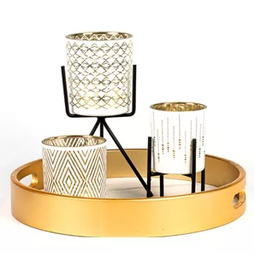 Luxe patroon glazen kaarsenhouder