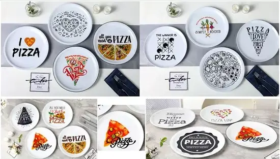 Keramische platenset met pizza-thema